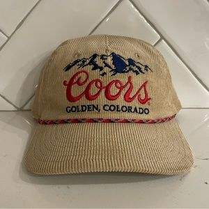 Coors Beer Corduroy Tan Hat Adjustable SnapBack Golden Colorado Mad Engine NWT